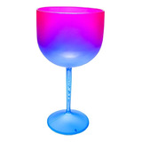 Kit 6 Taças De Gin Degradê Azul/pink Neon De Acrílico 550 Ml