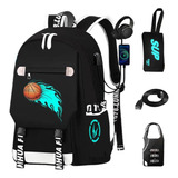 Mochila Luminosa Anime Con Carga Usb Con Cerradura Combinada