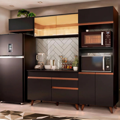 Cocina Integral Completa Modular Madesa Reims Con Encimera Color Negro | Meses sin interés