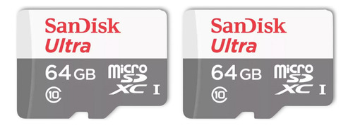 Kit 2 Cartão Memória Micro Sd Sandisk 64gb Classe 10 Ultra