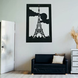 Cuadro Torre Eiffel Nubes Mdf 3mm Pared 60x45 Cm + Regalo