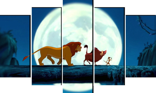 Cuadro Decorativo 5 Pieza Pelicula El Rey Leon Timon Y Pumba