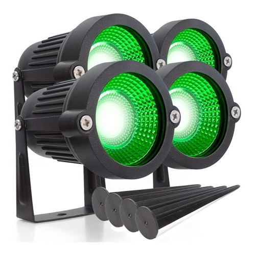 Kit Com 10 Espeto Jardim Luminária Spot Led Lâmpada Cob 5wts