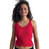 Blusa Feminina Cropped Tricô Alça Lançamento Moda Verão 265