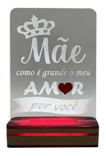 Abajur Mãe Como É Grande Meu Amor Por Você Base Madeira