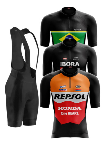  Roupa Ciclismo Bike Masculino Bretelle Gel+camisa Ciclista