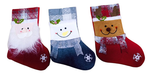 3 Botas Adorno Navideño Para Decorar Santa Claus Reno Muñeco