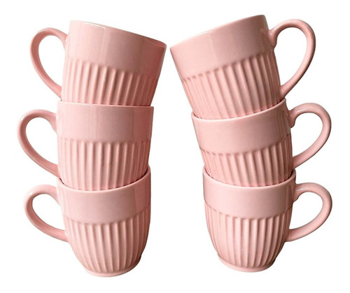 Taza Ceramica Grande Mug Canela Colores Pasteles Pack X6