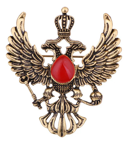 Águila Bicéfala Dorada - Broche Vintage Para Abrigos Y Sacos