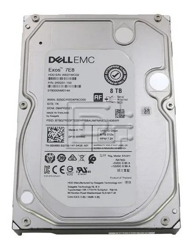 Hd Dell 8tb Sas 12g 3.5 Gen14 St8000nm014a 0n660 00n660