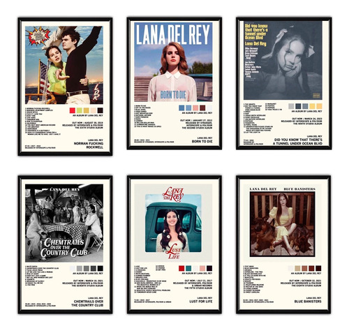 Lana Del Rey Álbum Music Tracklist Cuadro Con Marco Madera 