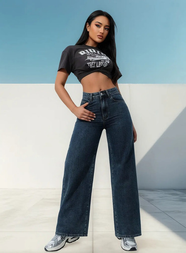 Pantalón De Jeans Mujer Cintura Alta Acampanado Dama | MercadoLibre
