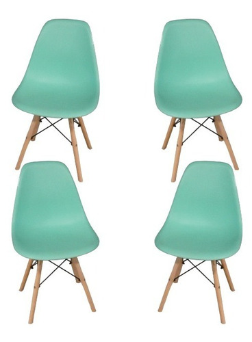 Silla De Comedor Set X4 Eames Patas De Haya Colores Grupo Sl