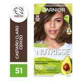 Kit De Tintura Permanente Nutrisse De Garnier Tono Tono 51 Castaño Claro Cenizo