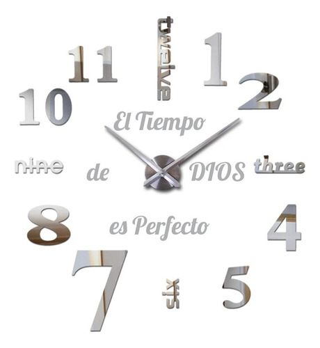 Reloj De Pared Tamaño  Mini 50x50cm + Frase En Vinilo 