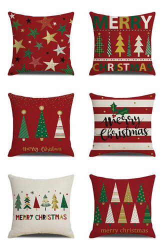 Funda De Almohada Con Diseño De Árbol De Navidad, 6 Piezas,