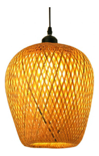 Lámpara Colgante Led Tejida De Bambú, Candelabro Colgante Color 26*19cm
