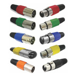 10 Conector Canon Xlr Dmx 5 Plug Macho+5 Jack Hembra Colores