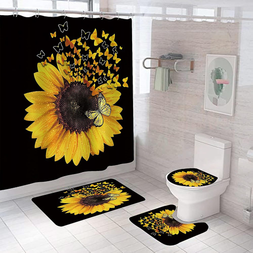 Cilpir Juego De Cortinas De Ducha Con Diseno De Girasol, ...