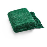 Pie De Cama -  Manta Tejida Chenille - Importada Usa - Verde