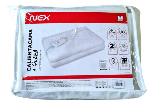 Calienta Cama Nex 1 Plaza 150x80cm 60w Blanco 