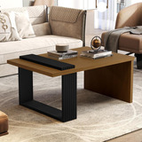 Mesa De Centro Retangular Jb 8020- Nature / Preto- Cor Nature/preto