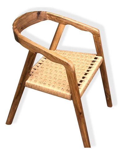 Silla Bali Petiribi Madera Maciza Asiento Tejido Minimal