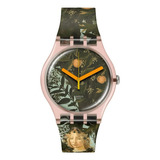 Reloj Swatch Allegoria Della Primavera By Botticelli Art Color De La Malla Rosa Color Del Bisel Rosa Color Del Fondo Verde