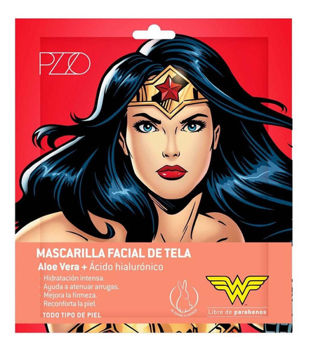 Mascarilla Facial De Tela Pzzo Wonder Woman Aloe 25 Ml Tipo De Piel Normal