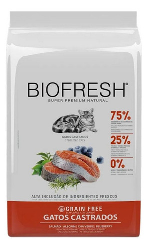 Ração Para Gatos Adulto Castrado Sabor Salmão 7,5kg Biofresh