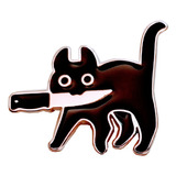 Pin Gato Negro Con Navaja Catlover Moda Cool Tendencia