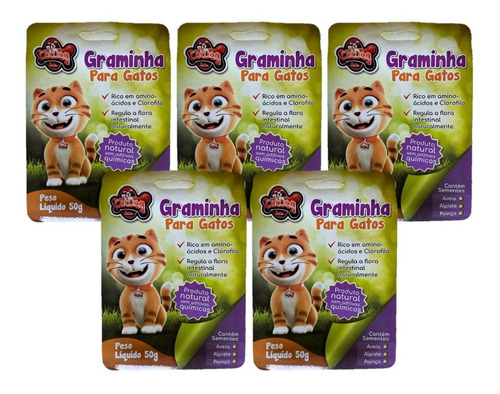 Kit 5 Grama P/ Gato Graminha Cat Dog Atacado Pet