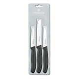 5.1113.3 - Set De 3 Cuchillos Suizos Victorinox Mondadores Color Negro