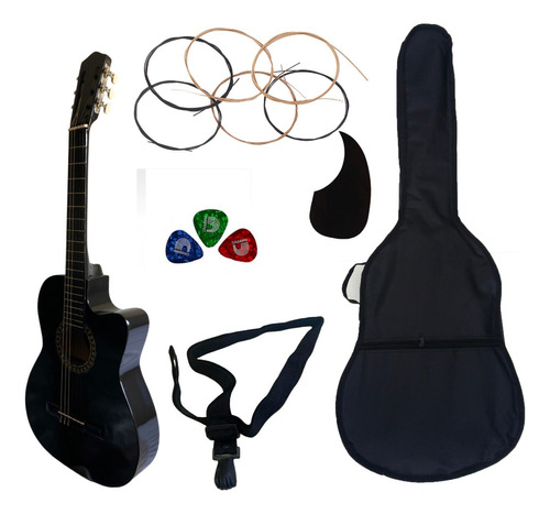 Guitarra Acústica Ocelotl Crsncap Para Diestros Negra Brillante