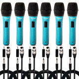 6 X Micrófonos Dinámicos Karaoke + Cables + Adaptador Combo