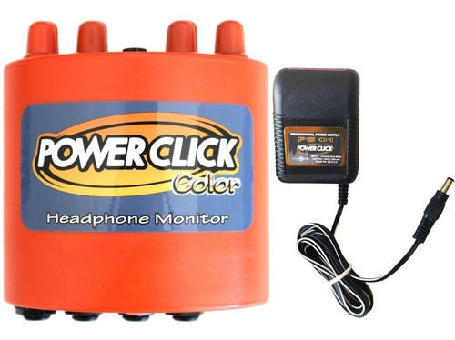 Amplificador De Fone Power Click Color Laranja + Fonte