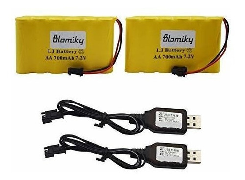 Bloimky Paquete De 2 Baterías Aa Nicd 7 2v 700mah Y Ca...