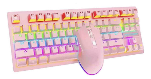 Teclado Mouse Mecânico Abnt2 Gamer Rgb Led Switch Blue Be-k1