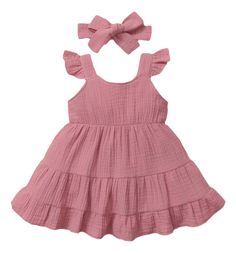 . Ropa De Verano Para Niñas, Vestido Sin Mangas Con Lazo,