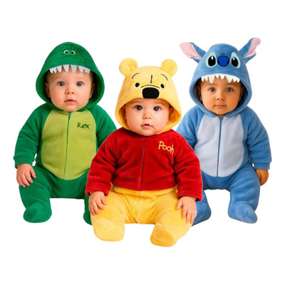 Kit 3 Mamelucos Disney Rex, Winnie Pooh, Stitch Color Verde Talla 3 Meses | Meses sin interés