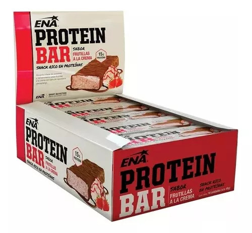 Energy Bar 16 Uni Ena Sport Proteína Barra Frutillas A La Crema