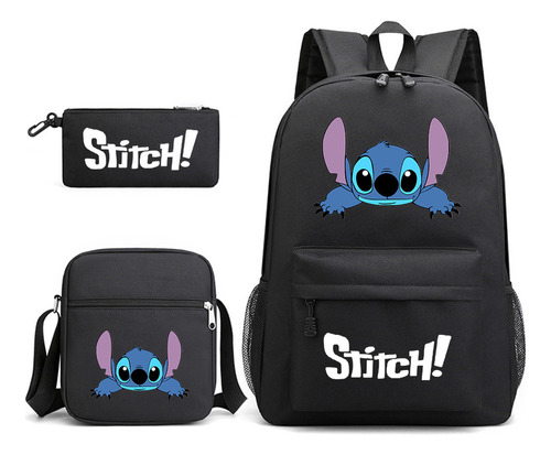 Mochila Black Stitch Con Accesorios De 3 Piezas