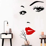 Vinil Decorativo Ojos Labios Salón Estetica Belleza 60x80