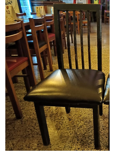 Silla De Bar Madera Tapizada Cuerina - Exelente Estado