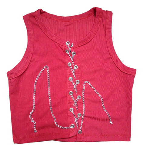 Top Crop Para Mujer Con Cadenas - Polera Corta Ajustable