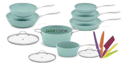 Bateria De Cocina Jade Cook Chef 10 Piezas + Cuchillos 