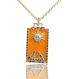 Collar Carta Tarot Luna Chapa Oro 24k Joyeria Espiritual