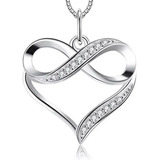 Collar Infinito Plata 925 Corazón Mujer Colgante Elegante