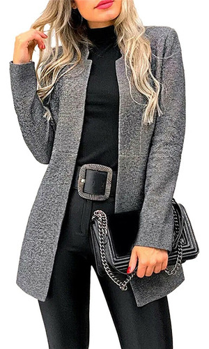 L Chaqueta De Tweed De Invierno De Largo Medio Para Mujer