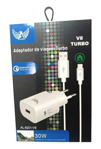 Carregador Celular Micro Usb V8 Turbo P/ Samsung J8 J7 J6 J5